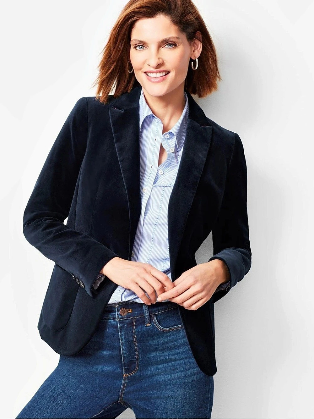 Talbots Heritage Loft Velvet Blazer Women’s 8P Black Petite Classic